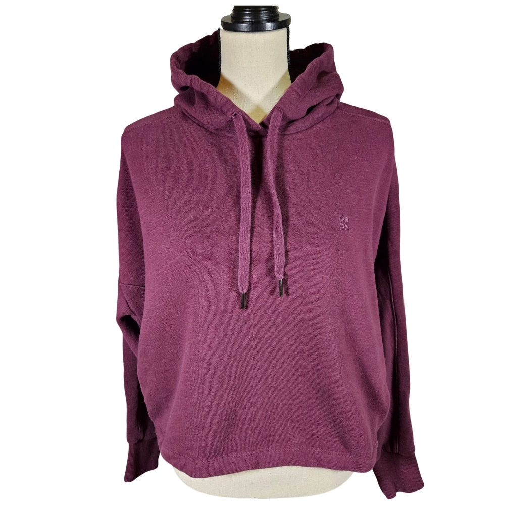 Sweaty Betty Cropped Long Sleeve Hooded Sweatshirt,Dark Purple, Large